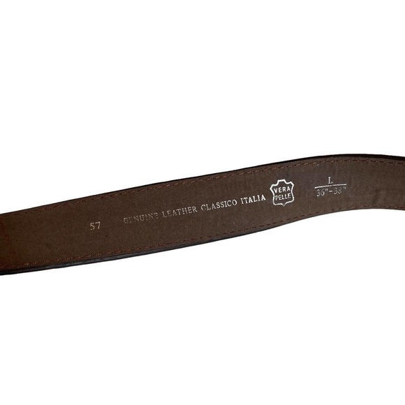 Vintage Classico Italia Leather Belt Sz L 36-38 Ivan Floral Resin Buckle - Picture 6 of 9